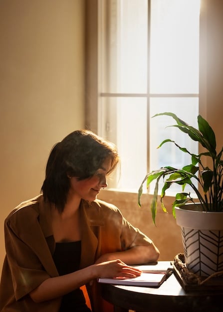 A person journaling in a cozy, sunlit room, reflecting on their feelings and personal boundaries.