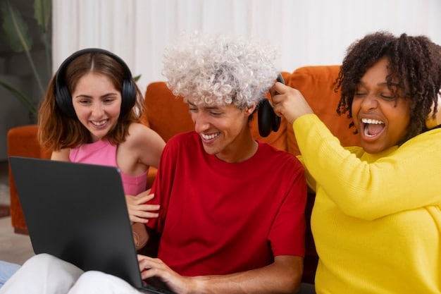 A diverse group of people participating in a virtual support group meeting on laptops, with caring expressions.