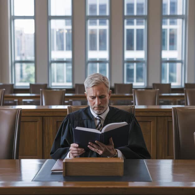 A judge's gavel resting on a law book in a courtroom setting, symbolizing the legal authority and decisions made by the court in guardianship and power of attorney cases.