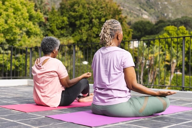 A caregiver practicing yoga in a sunlit room, demonstrating a commitment to self-care and well-being.