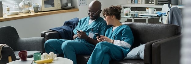 A nurse providing skilled nursing care to a patient in their home, showing medical equipment and a caring interaction.