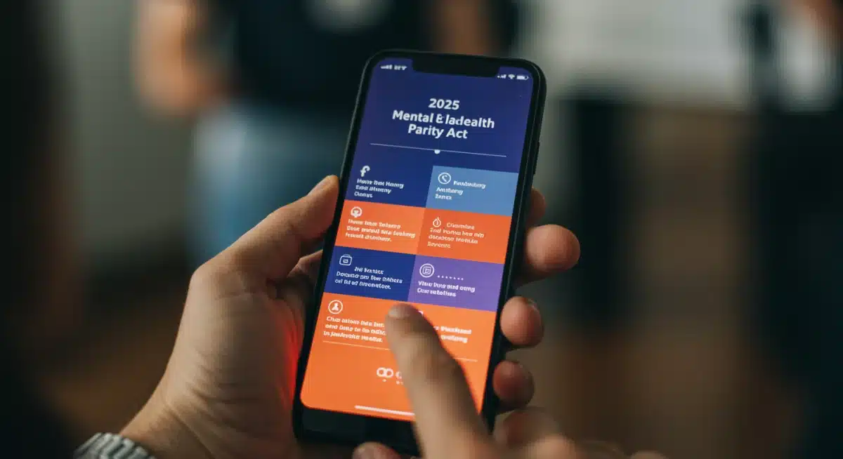 Infographic on smartphone summarizing 2025 Mental Health Parity Act changes