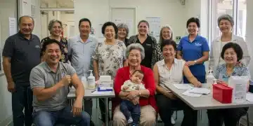Community members receiving vaccines at a local clinic, emphasizing accessibility and trust.