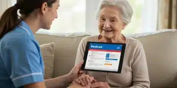 Senior woman with caregiver discussing 2025 Medicare changes on a tablet