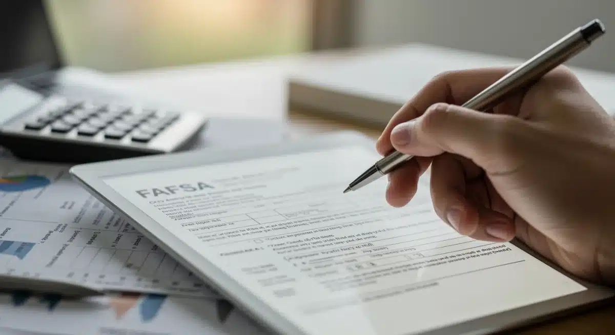 Person completing a FAFSA form on a tablet for financial aid
