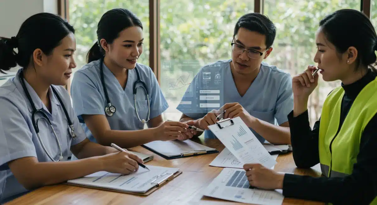 Healthcare professionals collaborating on digital health platform for chronic disease prevention.
