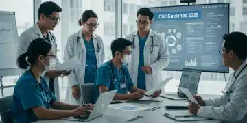 Healthcare professionals discussing CDC guidelines implementation for infectious disease control