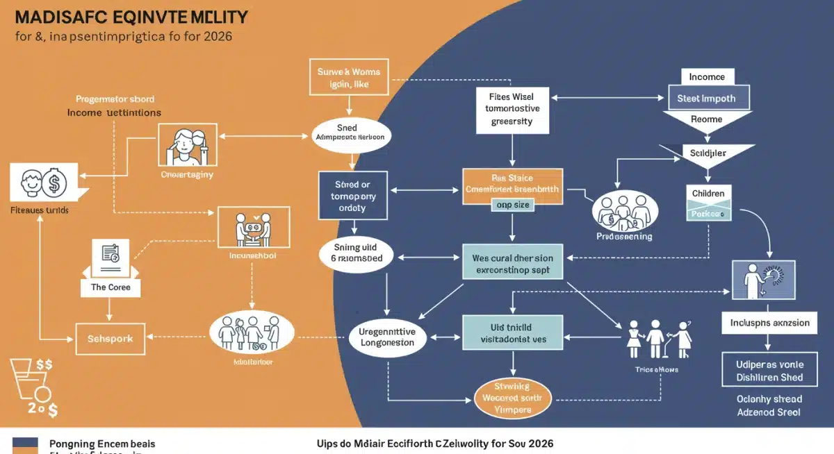 Infographic detailing 2026 Medicaid eligibility criteria and pathways.