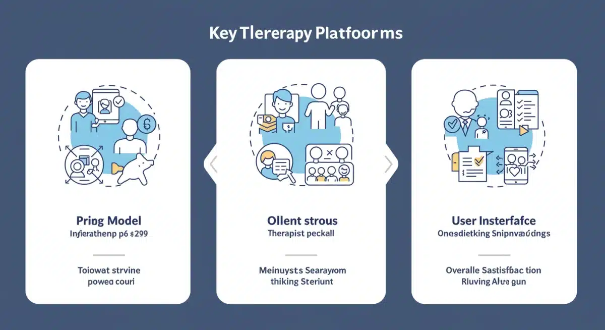Infographic comparing features of three tele-therapy platforms