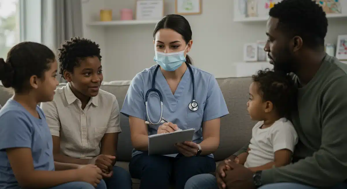 Community health worker supporting family mental well-being