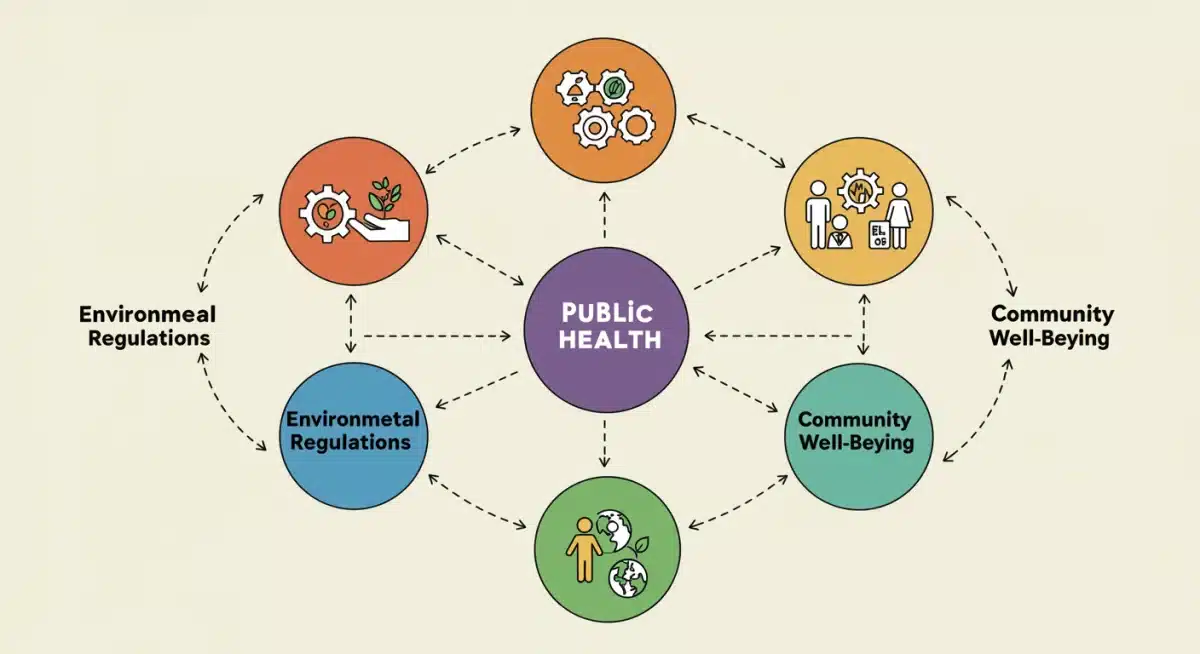 Infographic showing environmental policy impact on public health