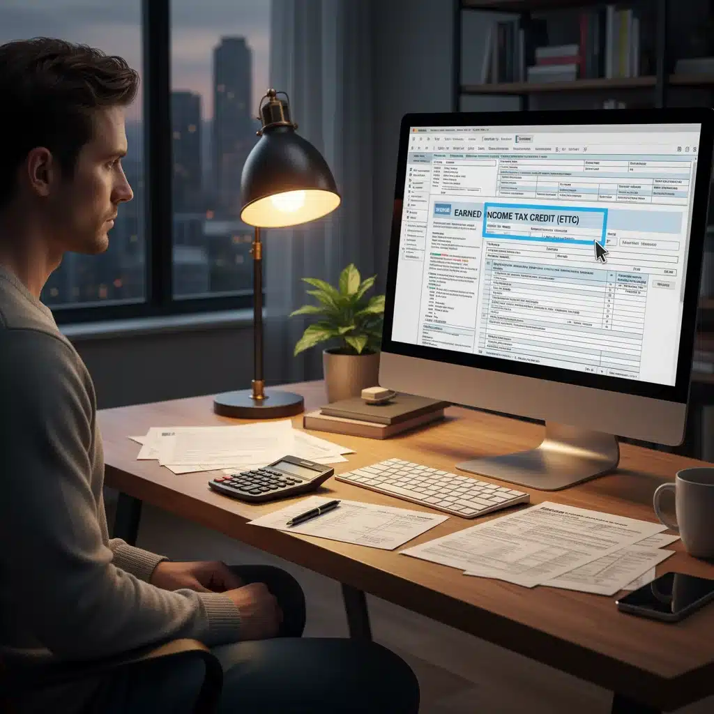 Individual using tax software to claim the Earned Income Tax Credit.