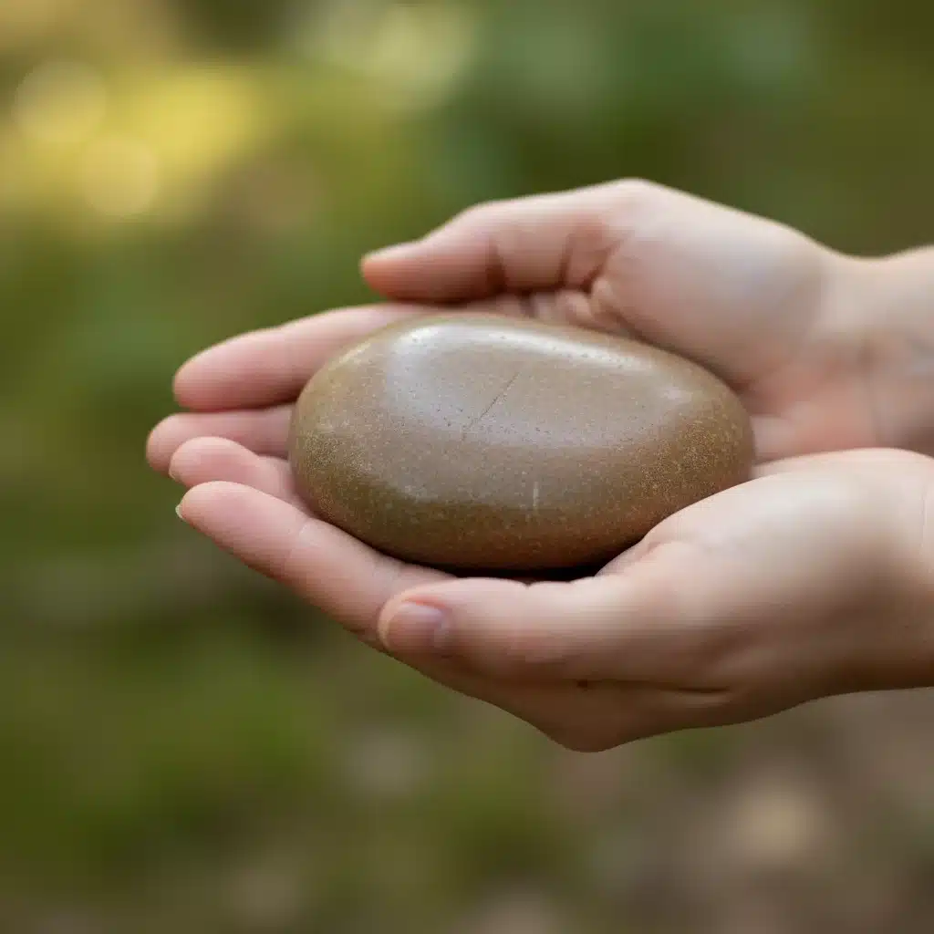 Hands holding a smooth stone, representing grounding practice.