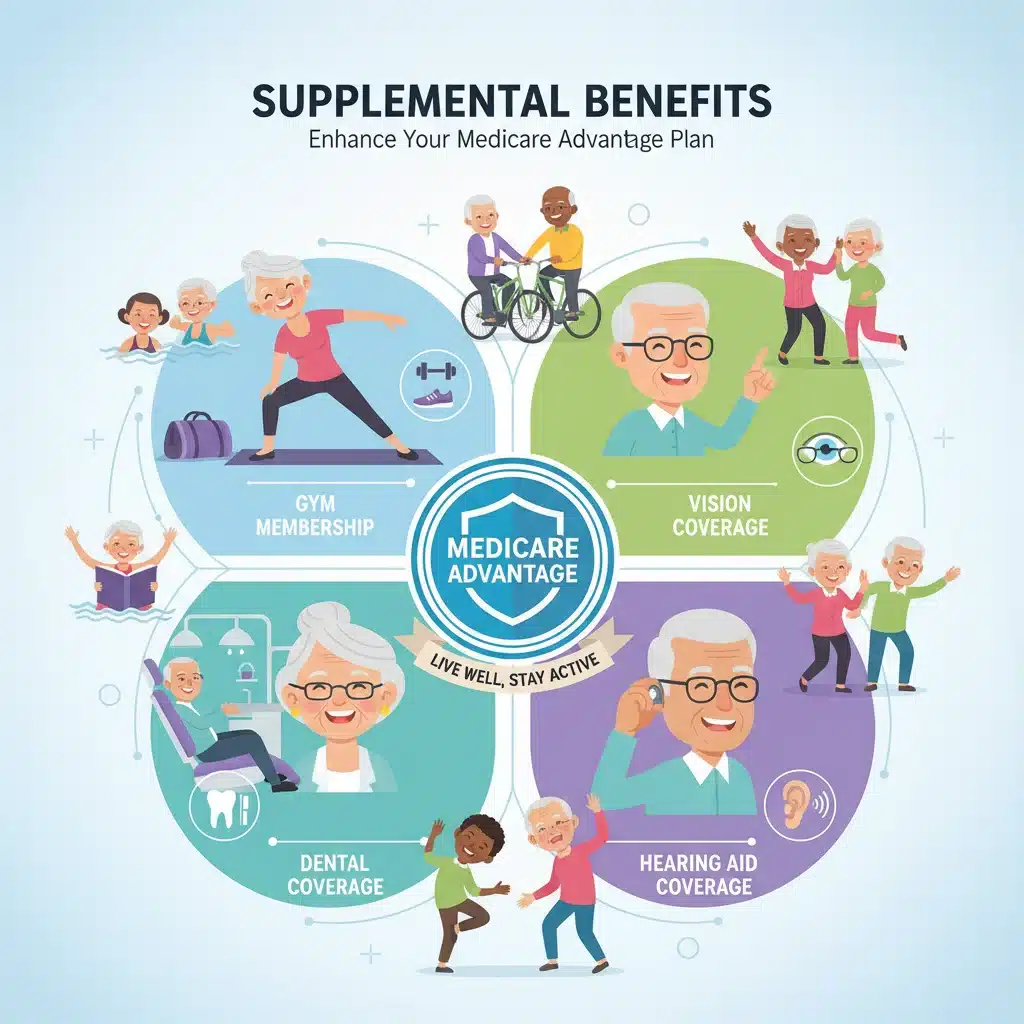 Medicare Advantage supplemental benefits for seniors.