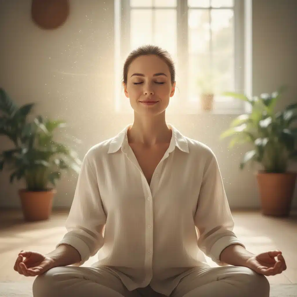 Person practicing mindful breathing, promoting calm and focus.