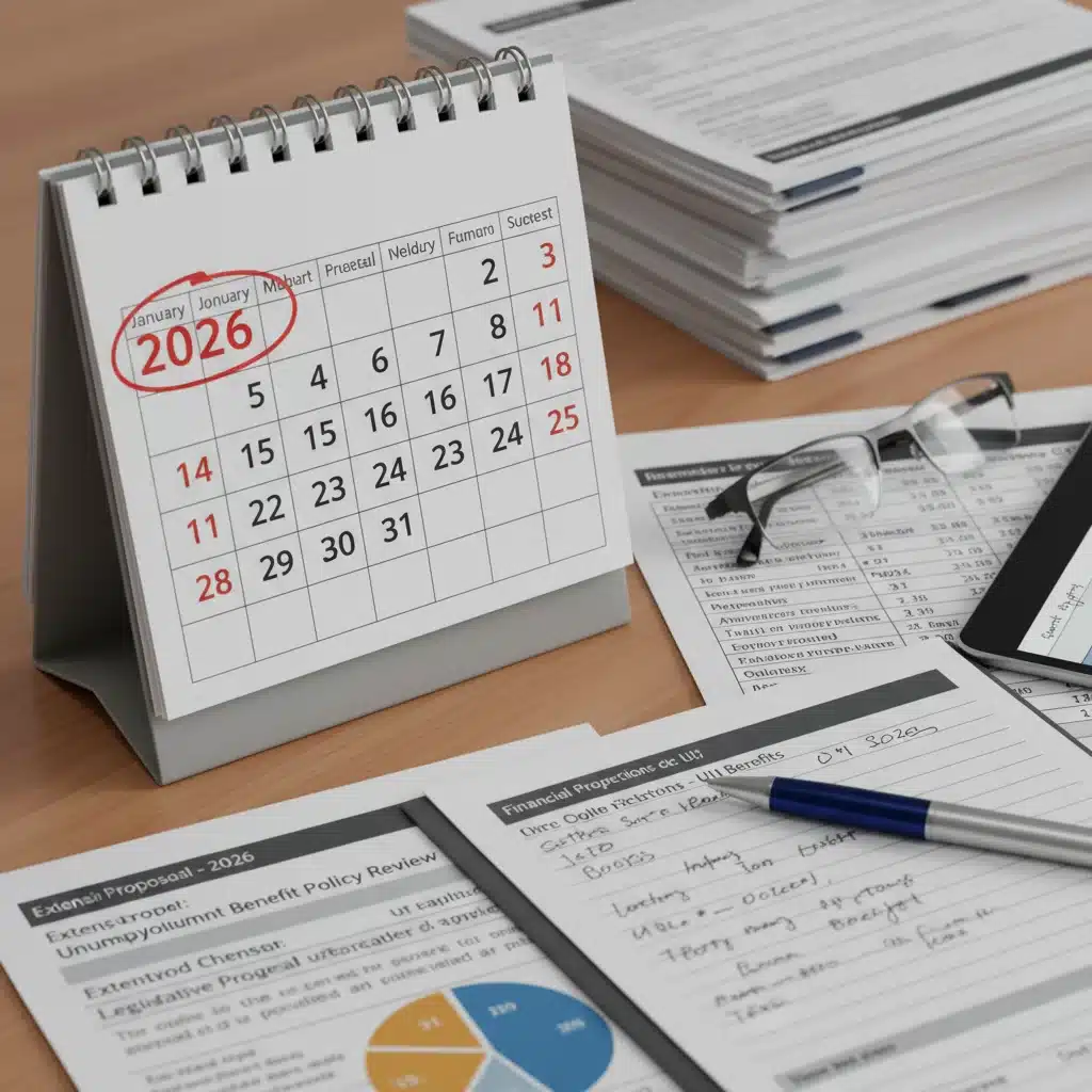 Calendar highlighting 2026 for unemployment benefit policy changes