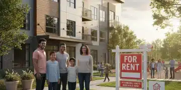 Family in front of affordable housing, symbolizing Section 8 housing assistance and stability.