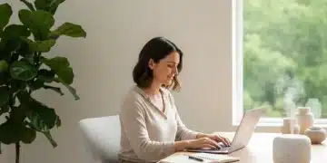 Person calmly working, stress reduction strategies