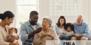 Diverse caregivers assisting family members with FMLA paperwork for 2026 leave.