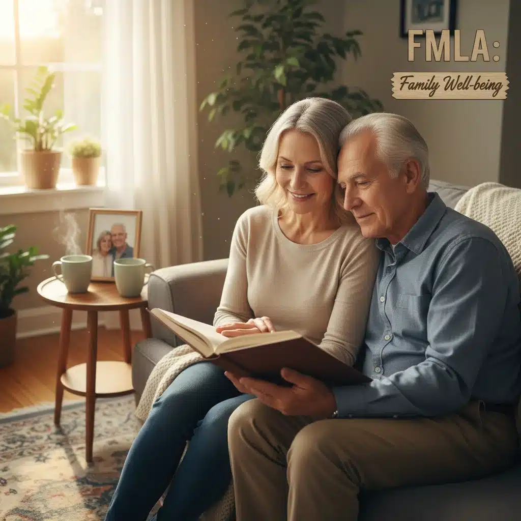 Caregiver and loved one enjoying peaceful quality time during FMLA leave.